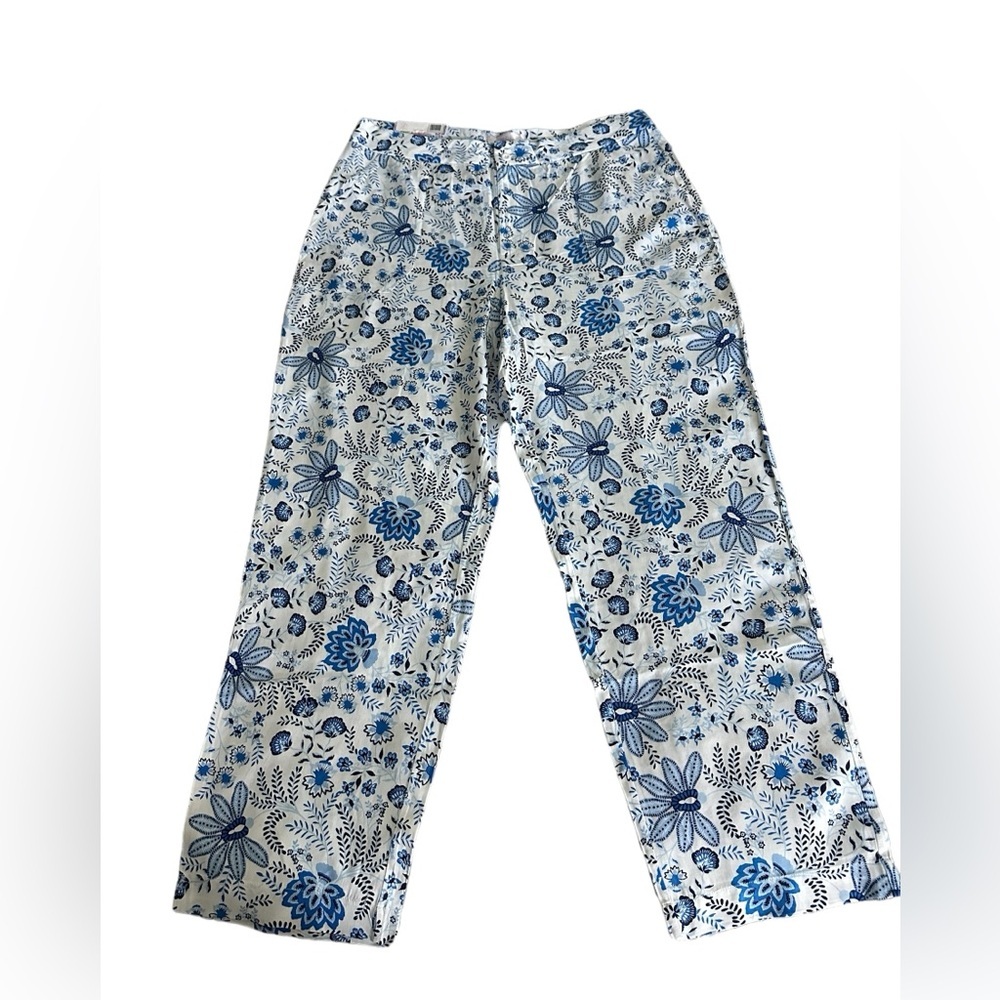 NWT Stella Parker cropped pants wide leg‎ - Color Ikat Damask. Size Large